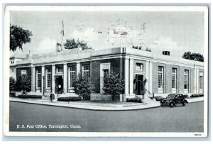 1947 U. S. Post Office Exterior Roadside Torrington Connecticut CT Cars Postcard