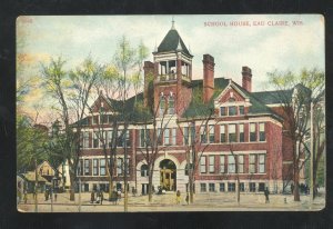 EAU CLAIRE WISCONSIN SCHOOL HOUSE 1910 VINTAGE POSTCARD