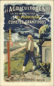 Agricultores El Pedrisco Cohetes Granifugos Marca FIREWORKS FARMER c1920s