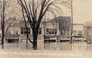 D80/ Delaware Ohio Real Photo RPPC Postcard Leiter Flood Disaster c1913 Main St