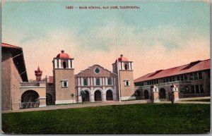 1910s San Jose, California Postcard HIGH SCHOOL Building View - Mitchell Unused 