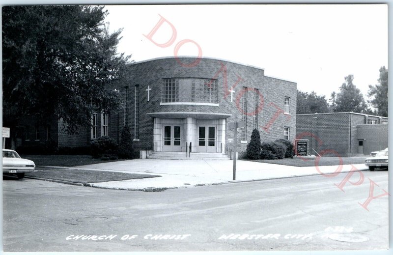 c1950s Webster City, IA RPPC Chruch of Christ Round Building Real Photo PC A109