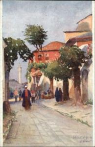 CONSTANTINOPLE TURKEY Ste Sophie Street Scene c1910 PC