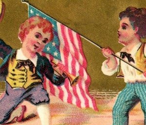 1870s-80s Van Buskirk & Apple Pharmacists Flag Children Cherub Lot Of 4 P209
