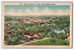 c1930's View Of Bristol Virginia Tennessee From Belvedere Heights Postcard 