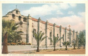 California San Gabriel Archangel Mission Postcard Unused,  Detroit Pub