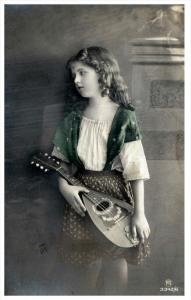 19363 Young Girl  Holding  Mandolin   RPC
