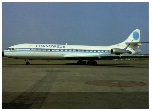 Transwede Caravelle SE 210 at Stockholm 1985 Airplane Postcard