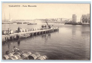 c1910 Boat Landing Porto Mercantile Taranto Italy Unposted Antique Postcard