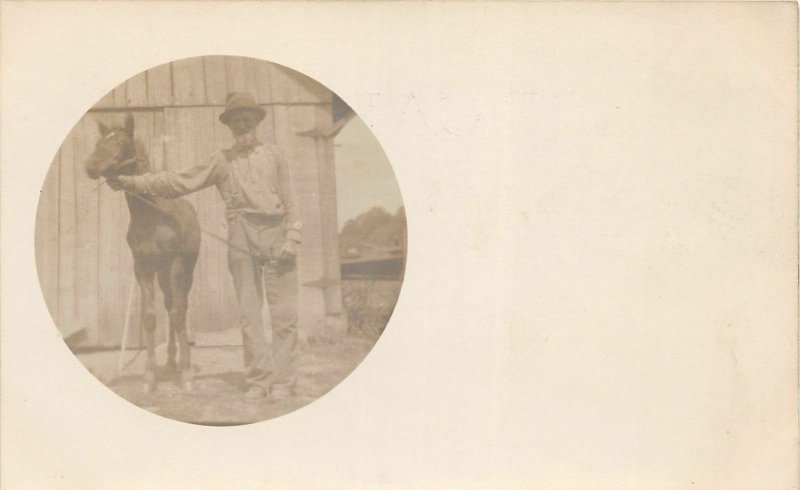 G68/ Occupational RPPC Postcard c1910 Horse Breeder Farmer Barn 9