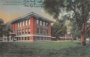 Crawfordsville Indiana High School Building Exterior Antique Postcard K25132