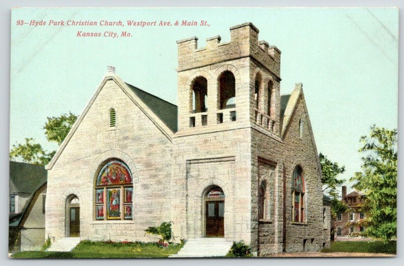 Kansas City MO~Hyde Park Christian Church~Westport Avenue @ Main Street~c1910