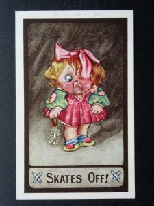 Children / Kute Kiddies ROLLER SKATING (1) SKATES OFF c1910 Postcard