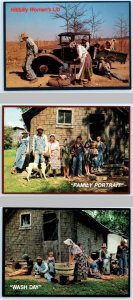 3 Postcards HILLBILLY COMIC HUMOR Family Portrait WOMEN'S LIB Wash Day  4x6