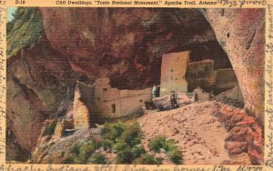Vintage Postcard 1950's Cliff Dwelling Tonto National Monument Apache Trail AZ