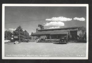 RPPC SHOW LOW ARIZONA PAINT PONY LODGE OLD CARS REAL PHOTO POSTCARD