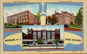 1930s Newark High School Multiview Newark NJ New Jersey Curteich Linen Postcard