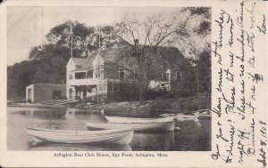 Arlington MA, Boat Club House, Spy Pond, Row Boats, 1908 Boston Area