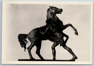 1955 LENINGRAD Sculpture Rider Man and horse Monument RPPC Russian USSR Postcard