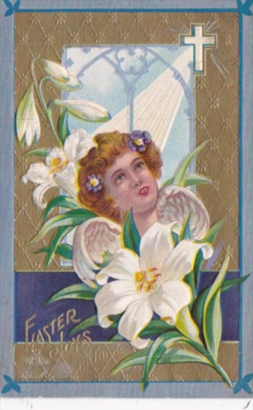 Easter Beautiful Easter Lilies With Young Girls' Faces 1910