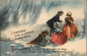 Clapsaddle Christmas Fancy Young People Snow Scene Vintage Postcard