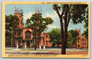 Columbia SC~Trinity Church & Parish House~Gothic Revival Archt~1954 Linen PC