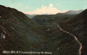 Vintage Postcard 1910's Crawford Notch From Mt. Willard White Mountains NH