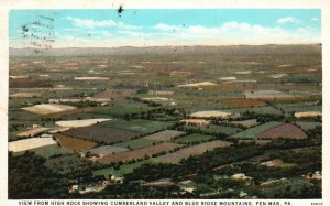 Vintage Postcard 1929 View From High Rock Cumberland Valley Blue Ridge Mountains