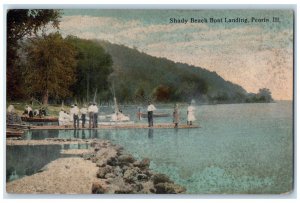 c1910 Shady Beach Boat Landing Canoe Port Fishing Dock Peoria Illinois Postcard