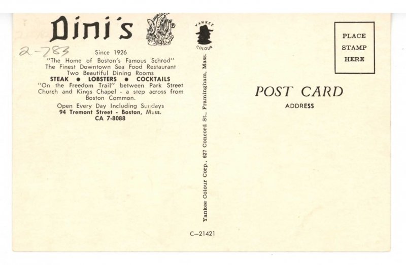 MA - Boston. Dini's Restaurant, Interior