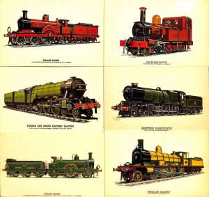 British Railway train locomotives transportation history lot of 6 postcards 