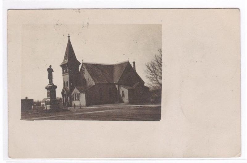 Church Soldier Monument Milbank SD 1908 RPPC postcard