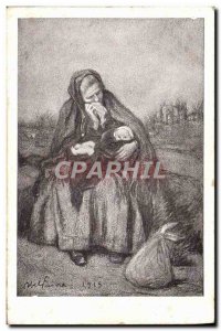 Postcard Old Woman Illustrator Abel Faivre 1915