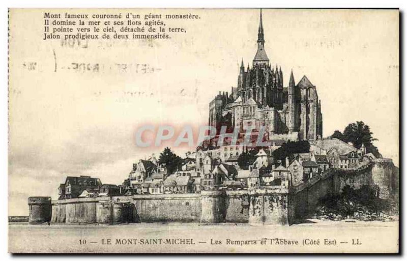 Old Postcard The Mont Saint Michel Ramparts and The East Coast Abbave