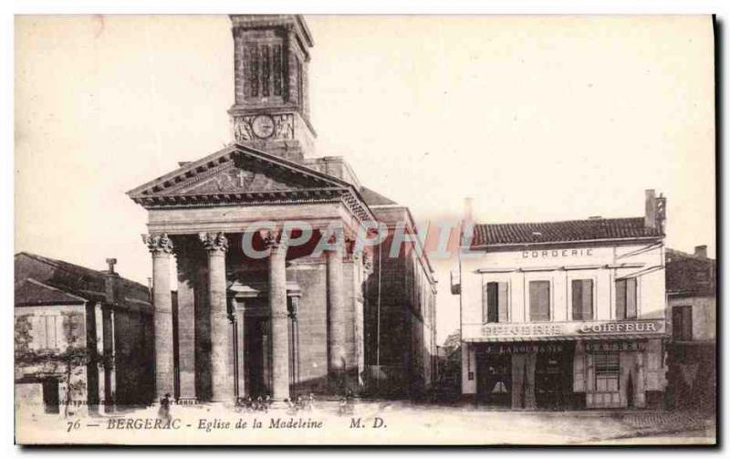 Postcard Old Bergerac Madeleine church Hairdresser