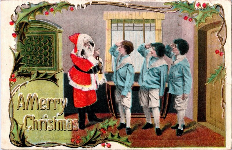 Vintage  Santa Claus & Children THEOCHROM (Theodor Eismann) Christmas Postcard