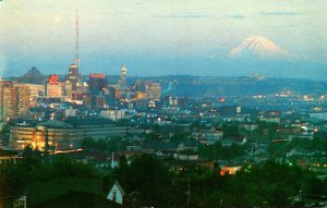 Washington Seattle Sunset On Mount Rainier From Queen Anne Hill