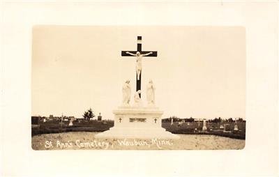 ST. ANN'S CEMETERY Waubun, Minnesota Graveyard Vintage Postcard 1931 RPPC