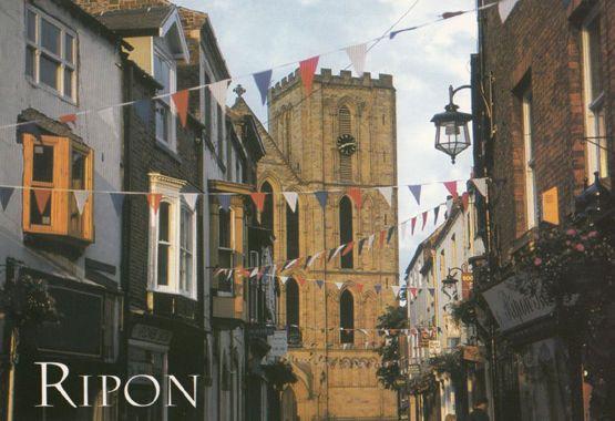 Ripon on Fete Carnival Day Street Flags Postcard