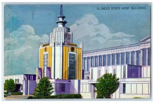 Chicago Illinois IL Postcard Illinois State Host Building Exterior Building 1933