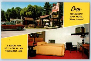 1960 Thurmon Maryland Postcard Cozy Restaurant Motel Catoctin Mountains Lodge