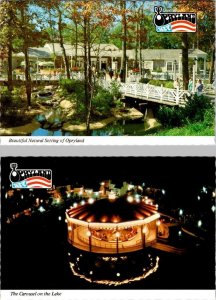 2~4X6 Postcards Nashville, TN Tennessee OPRYLAND AMUSEMENT PARK & CAROUSEL~Night