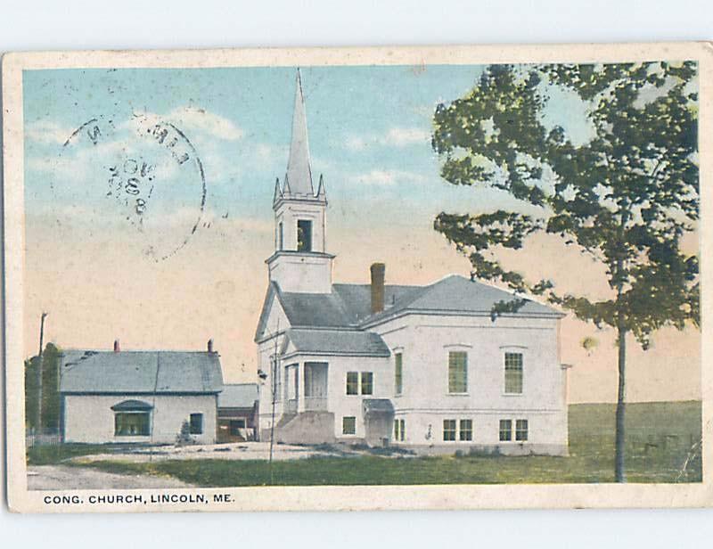 W-Border CHURCH SCENE Lincoln - Near Millinocket & Old Town Maine ME A9572