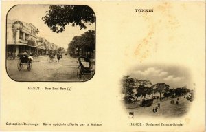 CPA AK VIETNAM Tonkin - HANOI - Rue Paul Bert-Blvd. Francais Garnier (321562)