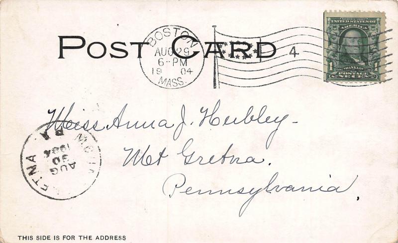 Greetings from Wellesley College, Wellesley, MA., Early Postcard, Used in 1904