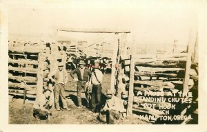 OR, Hampton, Oregon, Pot Hook Ranch, Pause at the Branding Chutes, RPPC