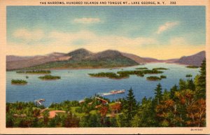 New York Lake George The Narrows Hundred Islands and Tongue Mountain 1953 Cur...