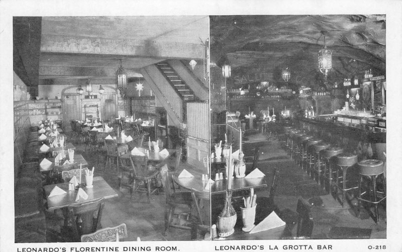 Leonardo's Florentine Dining Room La Grotta Bar Buffalo, NY Italian Food Vintage