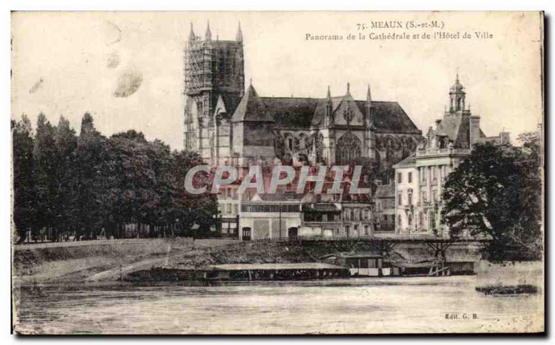 Old Postcard Meaux Panorama De La Cathedrale And the & # 39Hotel Town