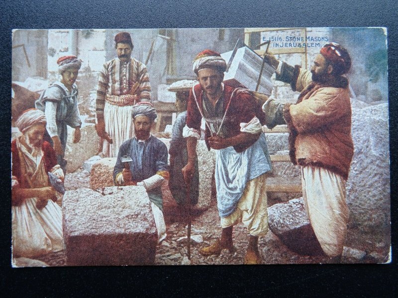 ?Palestine Judea JERUSALEM Stone Masons c1930 Postcard by Photochrom